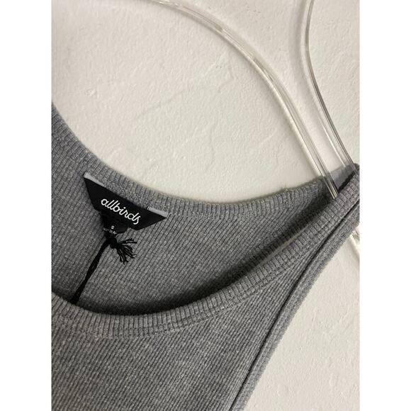 Allbirds S Tank Midi Dress Gray Ribbed Stretch Scoop Merino Wool Hemp Maxi NEW - Picture 5 of 9